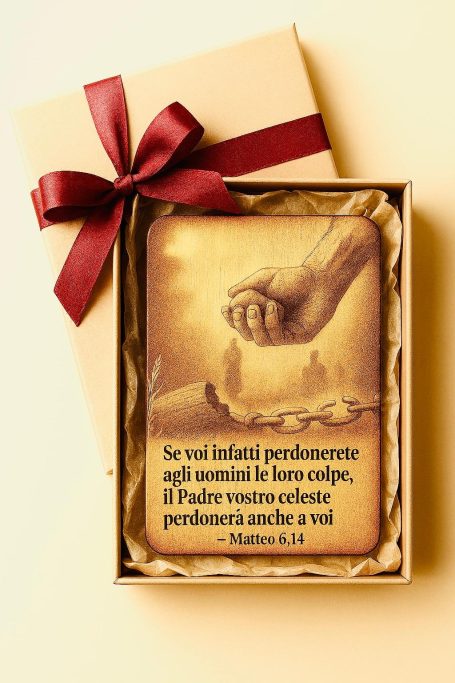 Die Kraft der Vergebung. Gravur auf Holz: Das Geschenk der Vergebung.